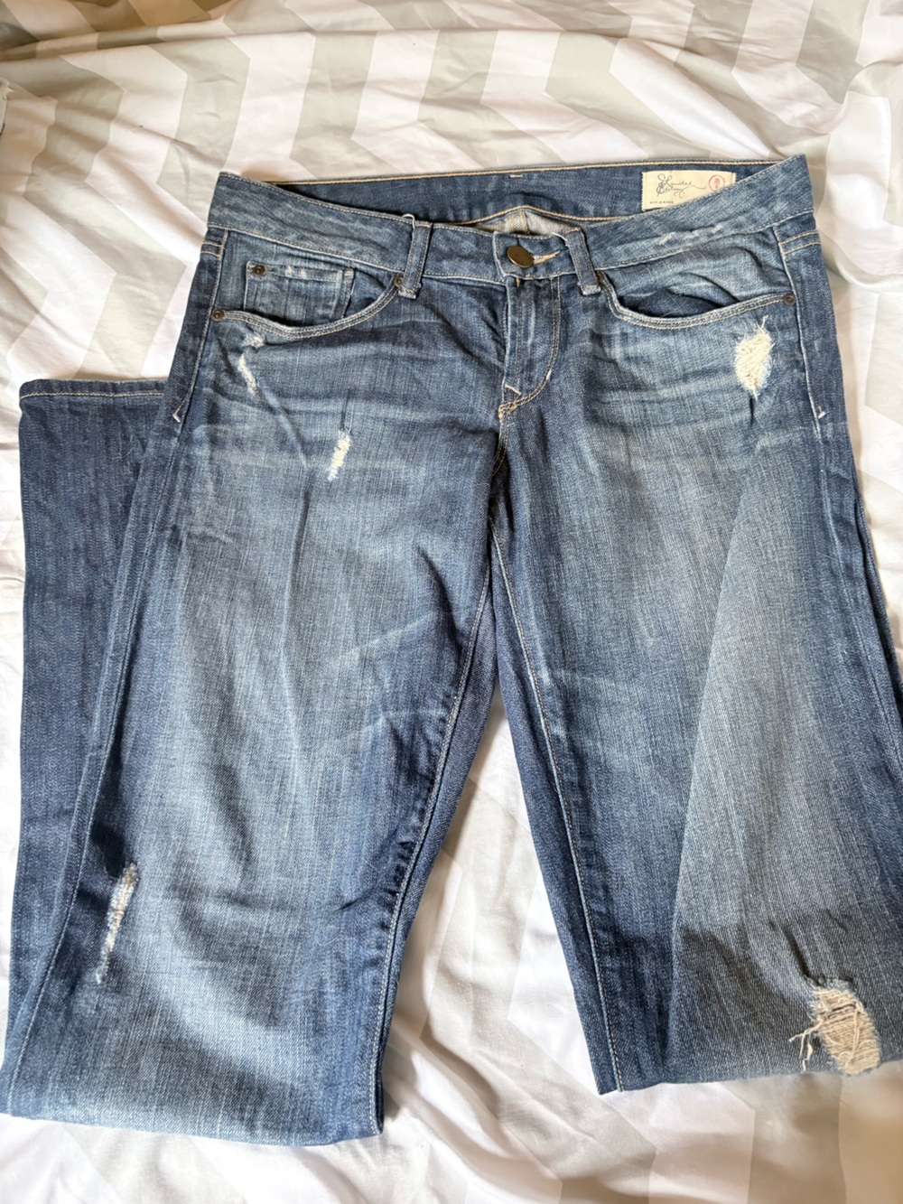 GAP Women's Distressed Medium Blue Bootcut Jeans